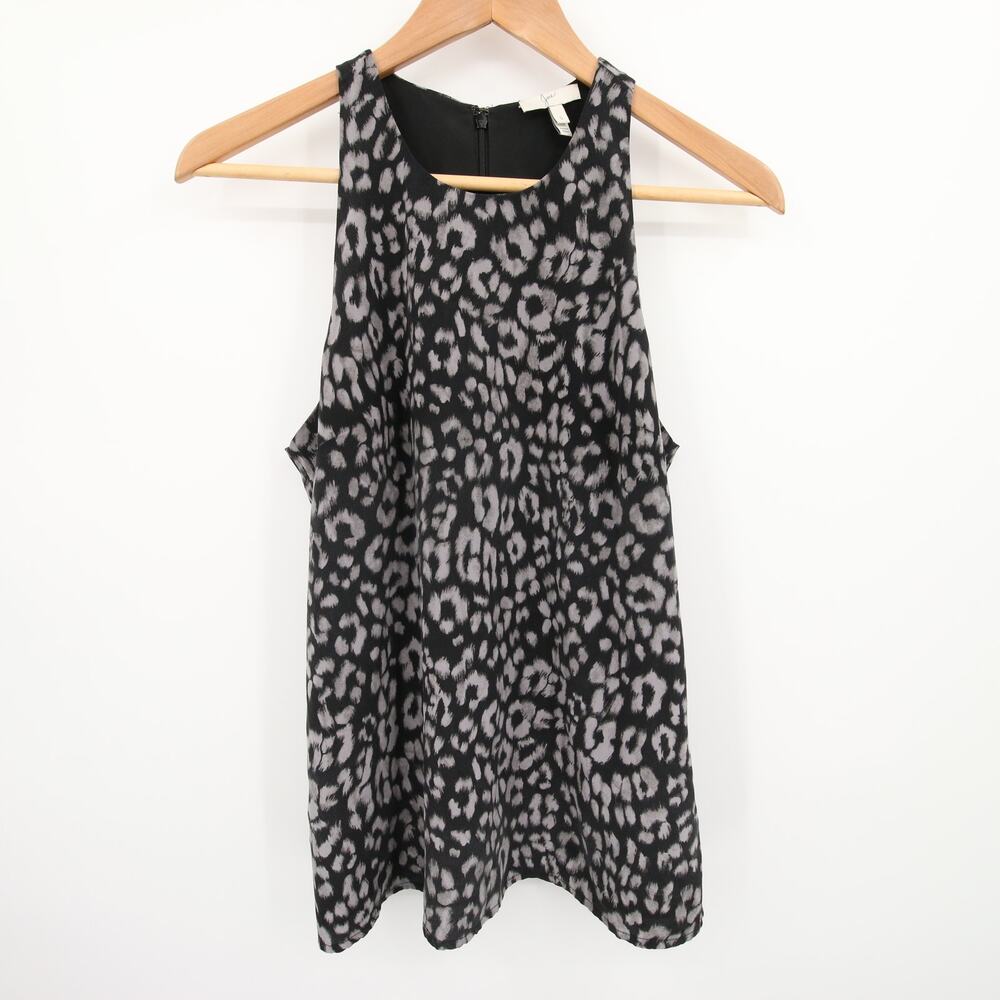Joie Top Black Gray Leopard Print Pattern Sleevel… - image 1